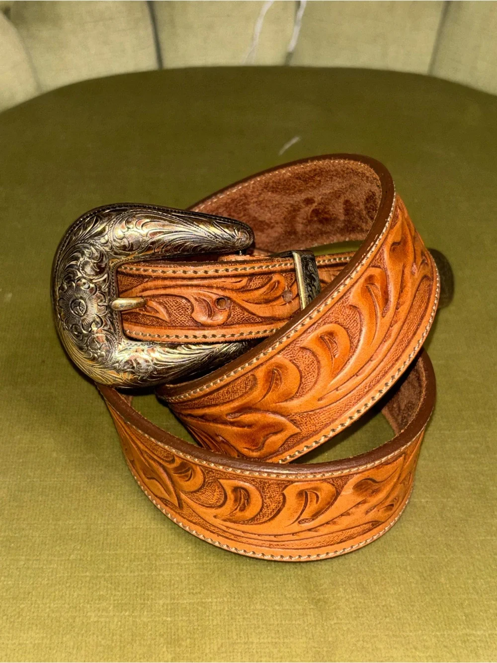 VINTAGE TONY LAMA Belt 36 Brown Cowhide leather Western Cowboy Rodeo